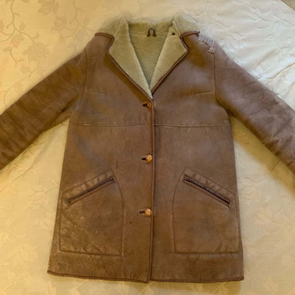 Sheepskin Coat Leather Jacket  Shearling Coat, Size:38